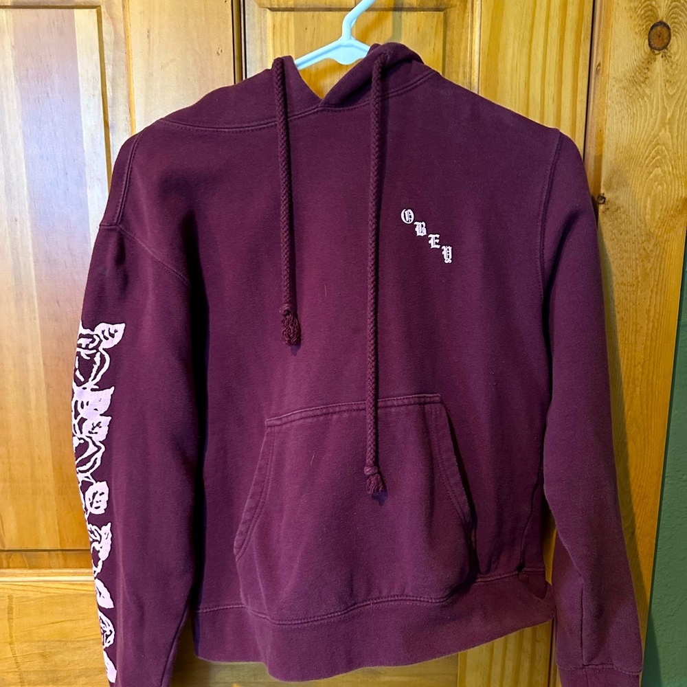 Red and pink Obey hoodie; size small; $15